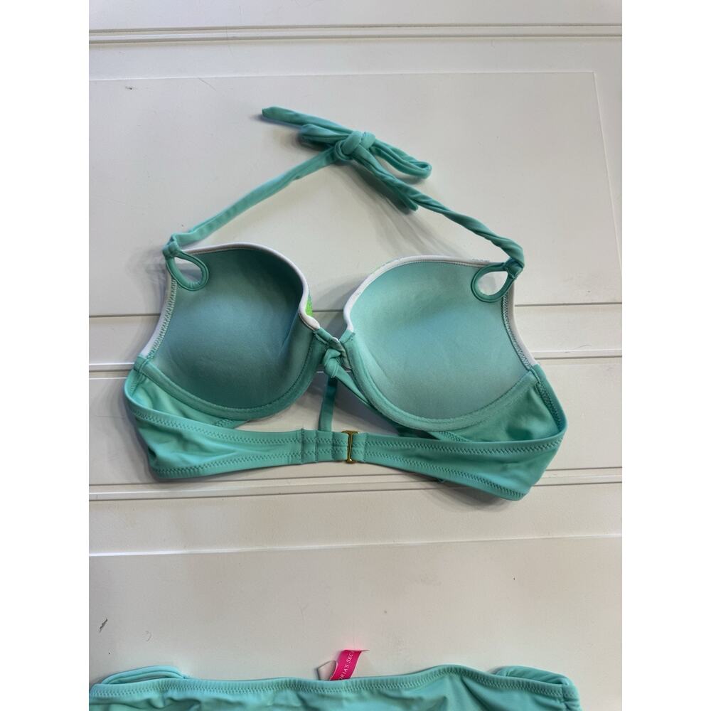 Victoria’s Secret 34B Top M Bottom Sequin Teal Purple Mermaid Pushup Bikini Set - Picture 4 of 5